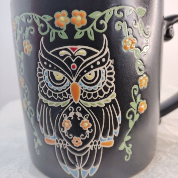 Eli & Anna Halloween Owl With Ornate Flowers4"1/2x4" Coffee Mug New Dishwasher - Picture 2 of 5